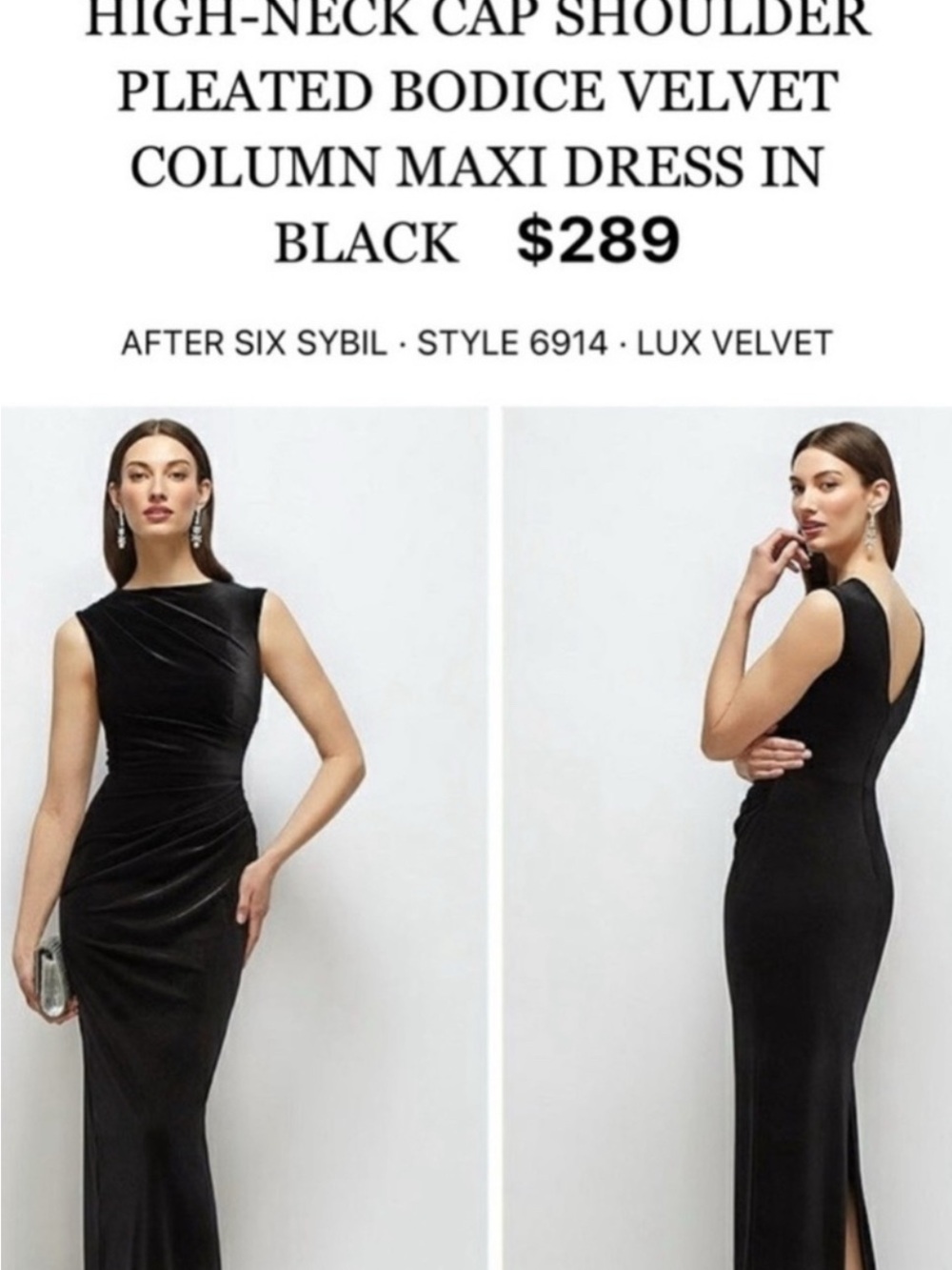 After Six Black Velvet High-Neck Column Maxi Dress